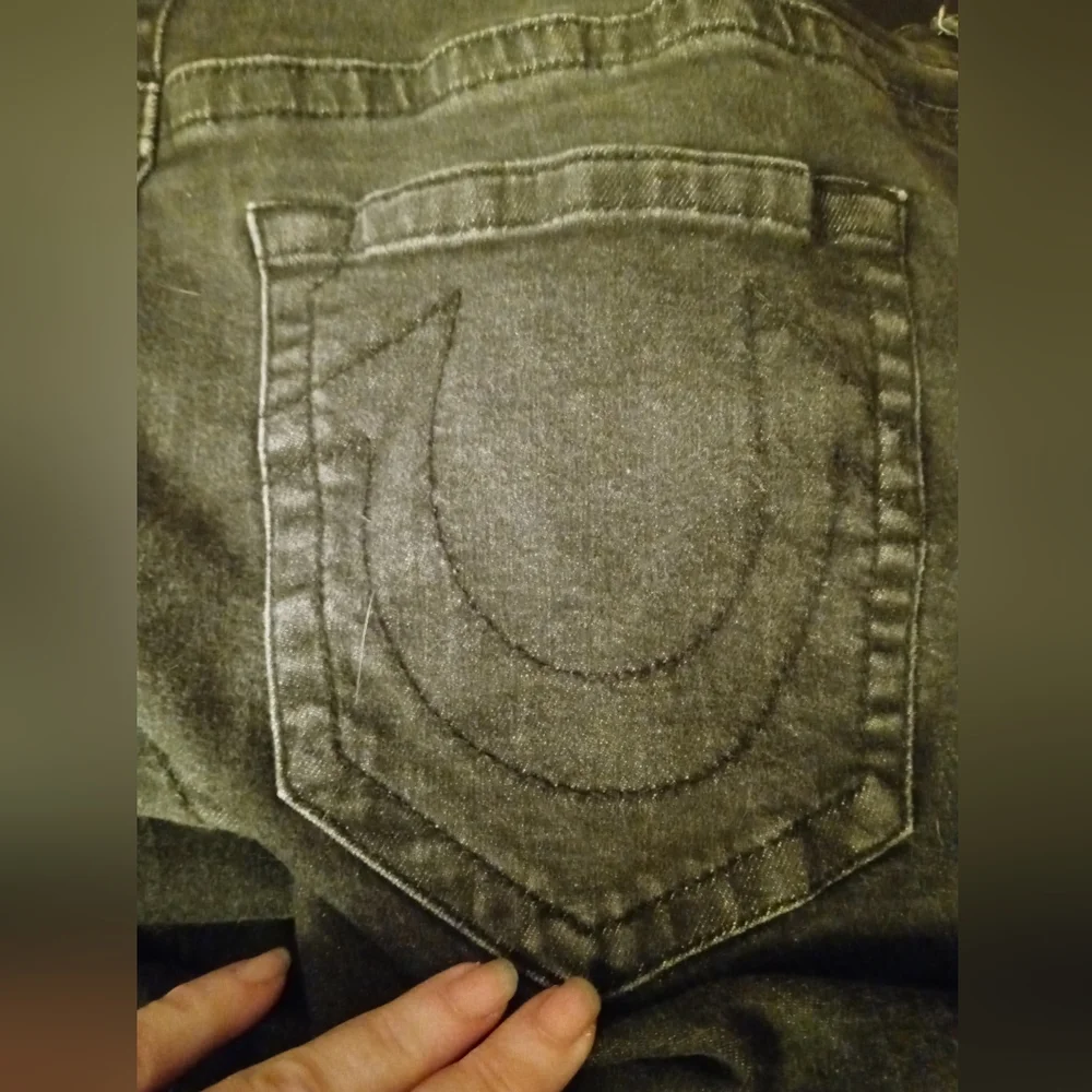 True Religion Black Rocco Relaxed Skinny Jeans 40 x 34 Zip Fly